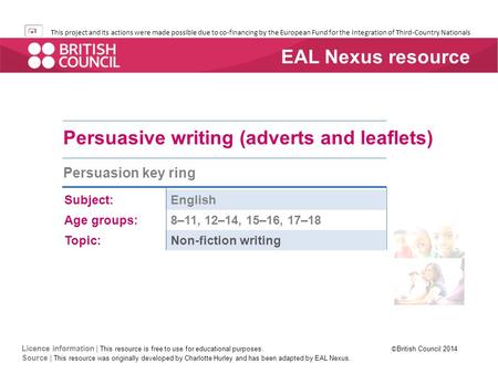 Persuasive writing (adverts and leaflets)