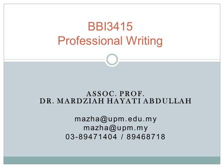 BBI3415 Professional Writing