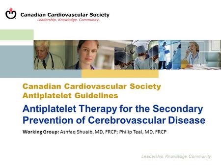 Canadian Cardiovascular Society  Antiplatelet Guidelines