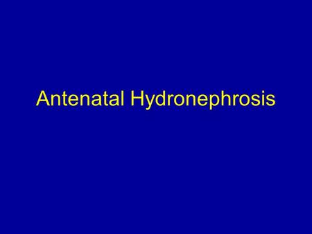 Antenatal Hydronephrosis. Definition: AP diameter renal pelvis > 20 wk EGA AP diameter renal pelvis > 30 wk EGA Incidence: 5% of pregnancies.