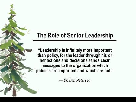 The Role of Senior Leadership