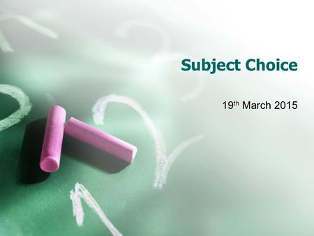 Subject Choice 19 th March 2015. Overview of Presentation Information on Minimum Third Level Entry Requirements (Set by Higher Education Institutes) Specific.