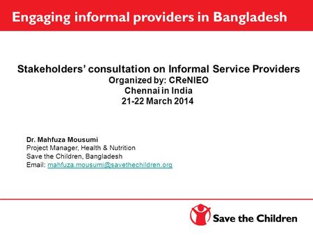 Stakeholders’ consultation on Informal Service Providers