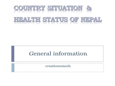 2 Population Statistics Population Statistics (based on population census 2011) Population of Nepal increased from 23.1 million in 2001 to 26.6 million.