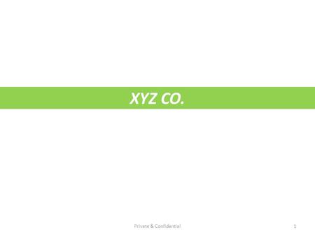 XYZ CO. 1Private & Confidential. Table of Contents Introduction Executive Summary Company Summary Product Market Analysis Summary Strategy and Implementation.