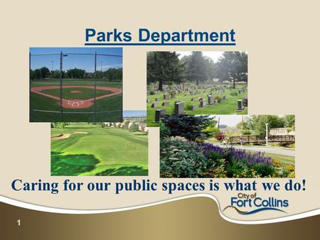 1 Parks Department Caring for our public spaces is what we do!