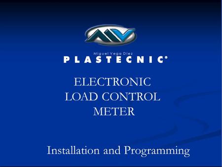 ELECTRONIC LOAD CONTROL METER Installation and Programming.