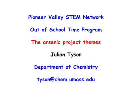 Pioneer Valley STEM Network Out of School Time Program