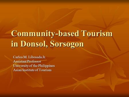 Community-based Tourism in Donsol, Sorsogon