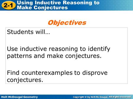 Objectives Students will…
