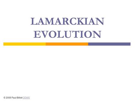 LAMARCKIAN EVOLUTION © 2008 Paul Billiet ODWSODWS.