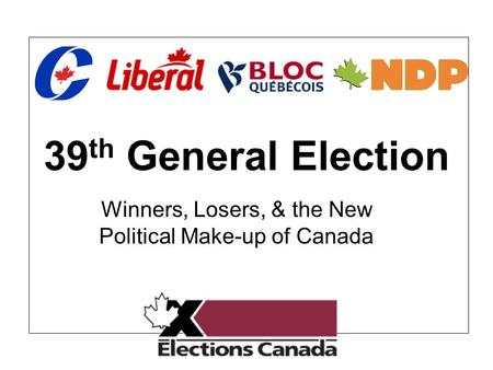 39 th General Election Winners, Losers, & the New Political Make-up of Canada.