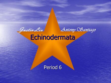 Period 6 Justin Liu Antony Santiago Echinodermata.