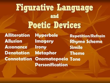 Figurative Language Poetic Devices