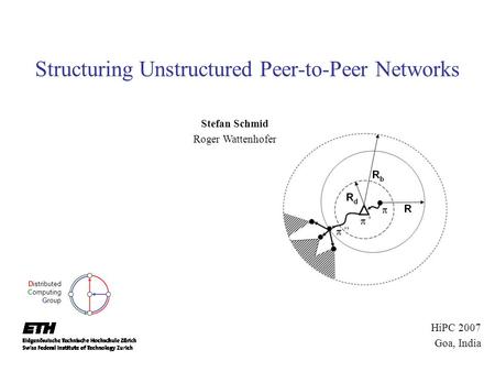 Structuring Unstructured Peer-to-Peer Networks Stefan Schmid Roger Wattenhofer Distributed Computing Group HiPC 2007 Goa, India.