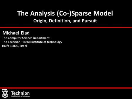 The Analysis (Co-)Sparse Model Origin, Definition, and Pursuit