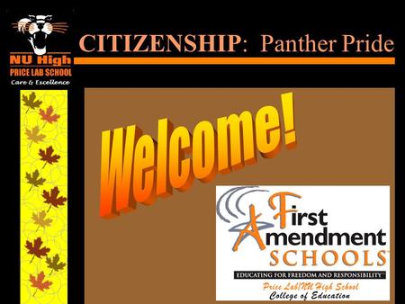 CITIZENSHIP: Panther Pride Good Character I’ve been working on good character Every single day.