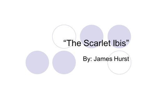 “The Scarlet Ibis” By: James Hurst. Setting: Time: 1912-1918 WWI Place: Southern U.S. P.D.: the beauty of “Old Woman Swamp”, the bleeding tree, the withering.