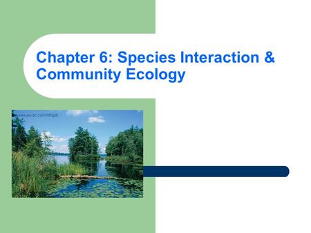 Chapter 6: Species Interaction & Community Ecology www.aw-bc.com/Withgott.