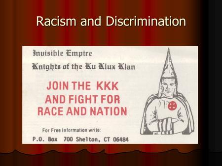 Racism and Discrimination. Are you a Good Citizen?