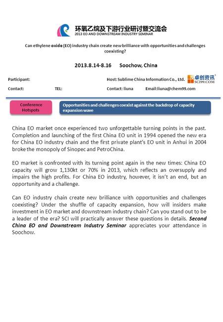 Opportunities and challenges coexist against the backdrop of capacity expansion wave China EO market once experienced two unforgettable turning points.