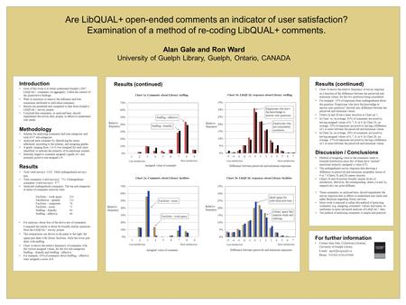 Introduction Goal of this work is to better understand Guelph’s 2007 LibQUAL+ comments (in aggregate), within the context of the quantitative findings.