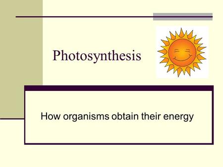 How organisms obtain their energy
