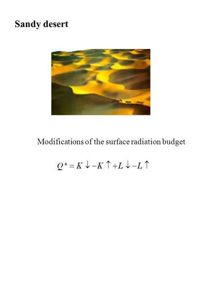 Sandy desert Modifications of the surface radiation budget.