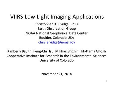VIIRS Low Light Imaging Applications