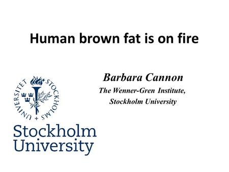 Barbara Cannon The Wenner-Gren Institute, Stockholm University Human brown fat is on fire.