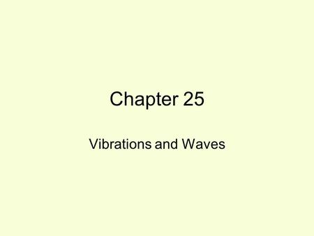 Chapter 25 Vibrations and Waves.