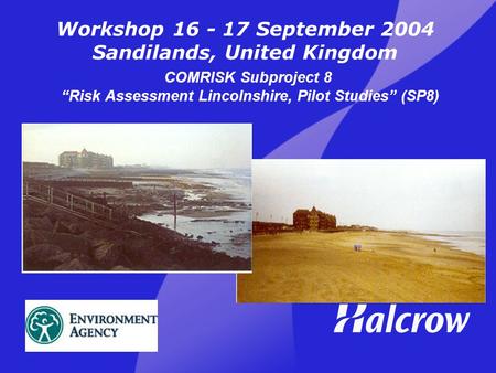 Workshop 16 - 17 September 2004 Sandilands, United Kingdom COMRISK Subproject 8 “Risk Assessment Lincolnshire, Pilot Studies” (SP8)