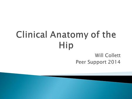 Will Collett Peer Support 2014.  Avascular necrosis  Superior Gluteal Nerve Injury  Inferior Gluteal Nerve Injury  Thomas Test  Injection Site.