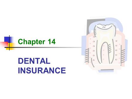 DENTAL INSURANCE Chapter 14. 2 DENTAL INSURANCE Learning Outcomes 14-1Locate and describe the parts of the mouth and the teeth. 14-2Recognize key words,