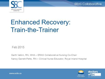 Enhanced Recovery: Train-the-Trainer