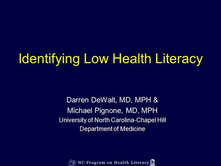 Identifying Low Health Literacy