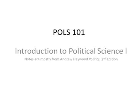 Introduction to Political Science I