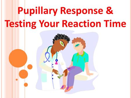 Pupillary Response & Testing Your Reaction Time. Exercise 1: Testing Pupillary Response 1. Perform this exercise with a partner. 2. Dim the room lights.