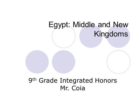 Egypt: Middle and New Kingdoms 9 th Grade Integrated Honors Mr. Coia.