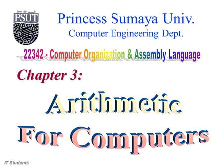 Princess Sumaya Univ. Computer Engineering Dept. Chapter 3: IT Students.