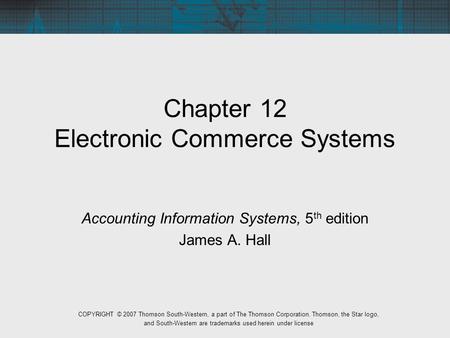 Chapter 12 Electronic Commerce Systems