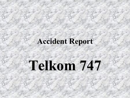 Accident Report Telkom 747. Picture 1 Direction from where vehicle was travelling. Line indicates suspected route.