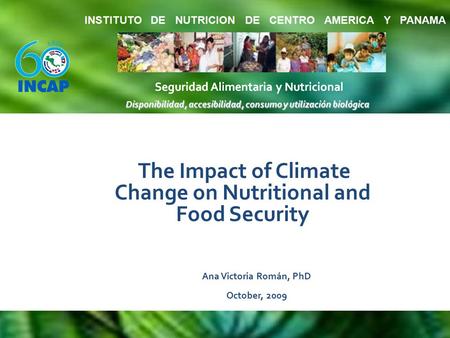 The Impact of Climate Change on Nutritional and Food Security Ana Victoria Román, PhD October, 2009.