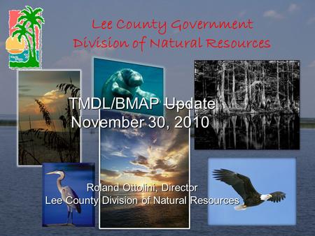 Lee County Government Division of Natural Resources TMDL/BMAP Update TMDL/BMAP Update November 30, 2010 Roland Ottolini, Director Lee County Division of.