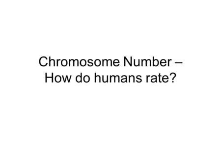 Chromosome Number – How do humans rate?