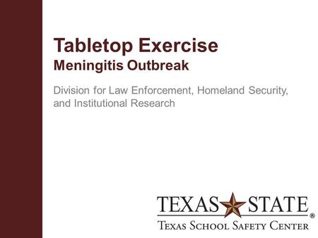 Tabletop Exercise Meningitis Outbreak