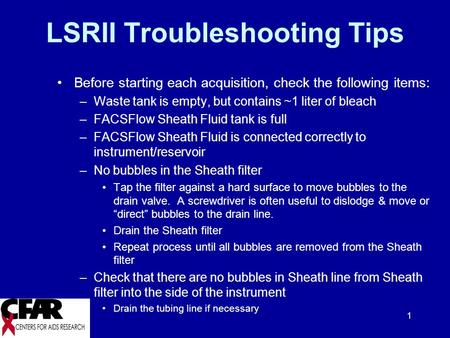 LSRII Troubleshooting Tips