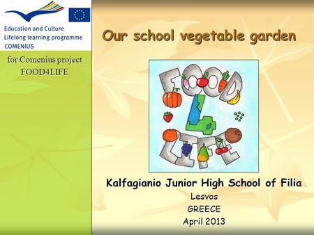 Our school vegetable garden for Comenius project FOOD4LIFE Kalfagianio Junior High School of Filia LesvosGREECE April 2013.