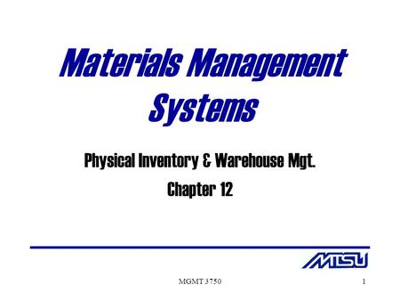 Materials Management Systems