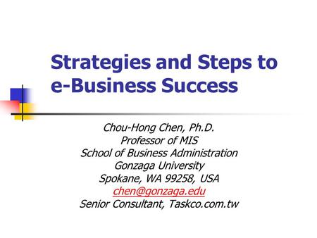 Strategies and Steps to e-Business Success